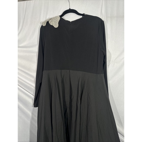 NWT MAC DUGGAL [ 16 ] 11832‎ Long Sleeve Taffeta 3D Flower Ball Gown Black S1909 - Picture 13 of 14